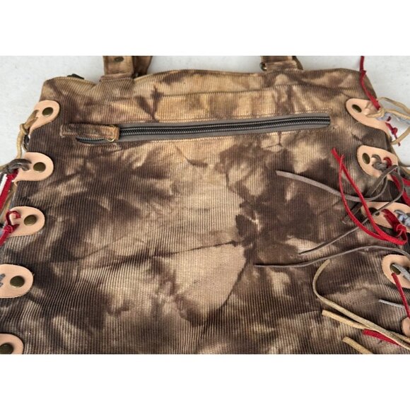 For Nine Dark Brown Corduroy Shih Tzu Dog Theme Shoulder Bag w/Leather Tassels - Picture 12 of 13